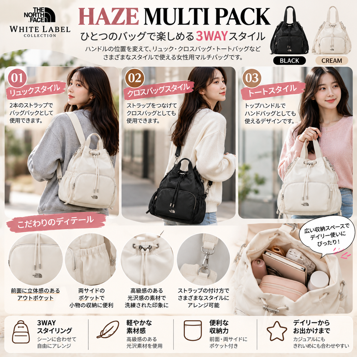 【THE NORTH FACE WHITE LABEL】HAZE MULTI PACK 4タイプ バッグ・キーリングセット 韓国限定